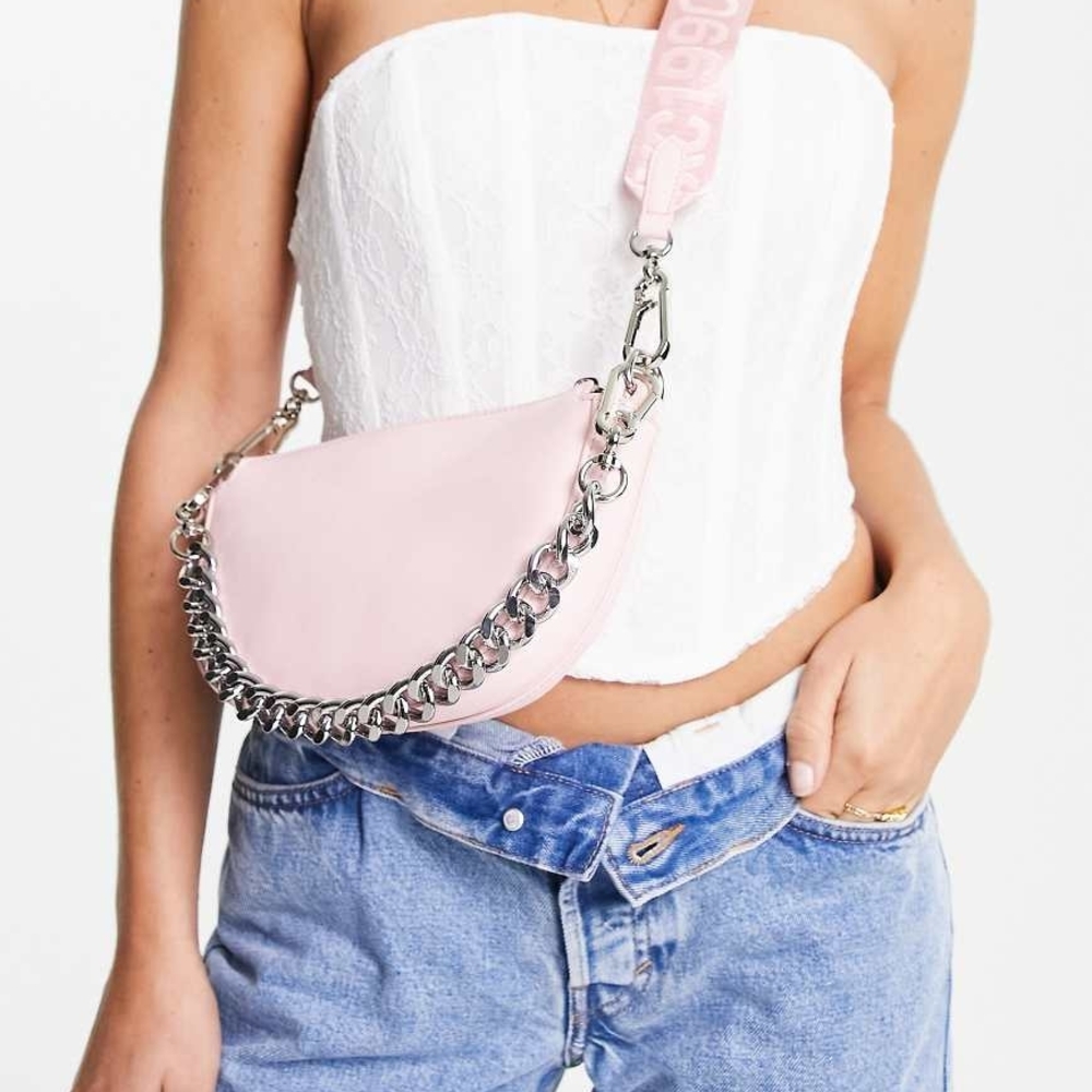 Steve Madden Light Pink Crossbody Bag with Chain Strap